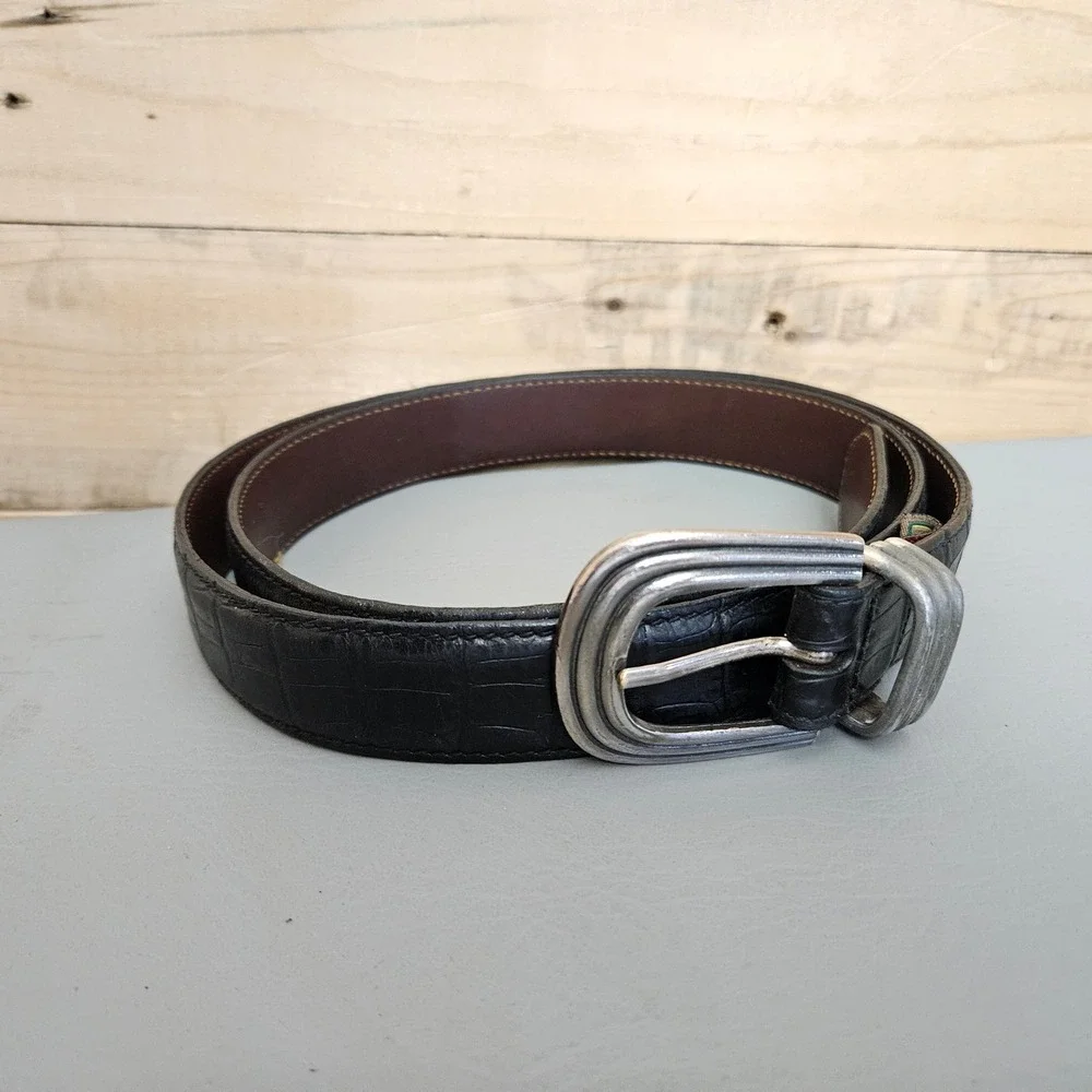 Trafalgar Mens Black Wallaroo Grained Calf Leather Belt Size 40 USA